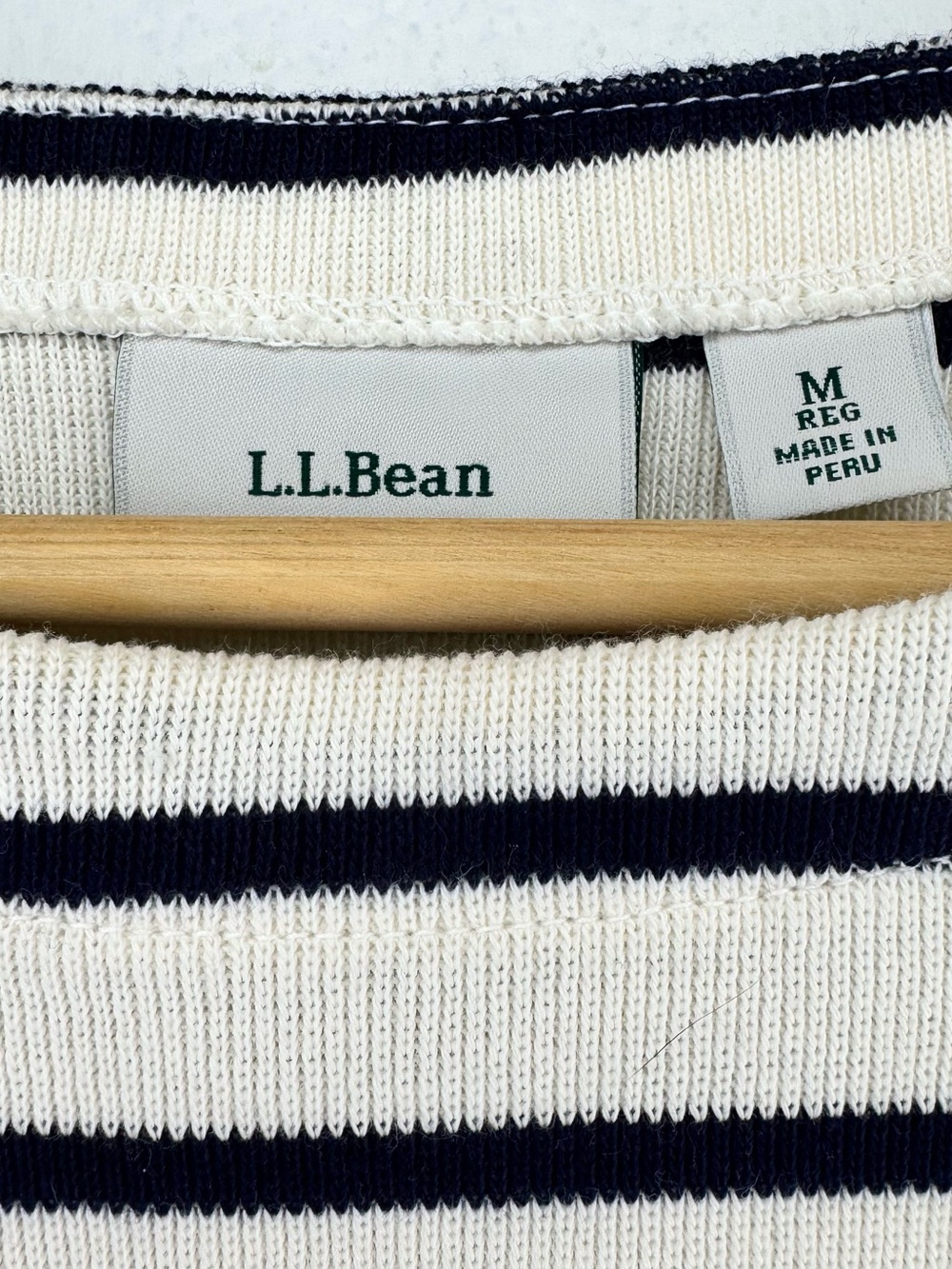 LL BEAN Striped Boatneck Cotton Knit Tunic Style Top Women’s Medium Classic EUC - Picture 3 of 4